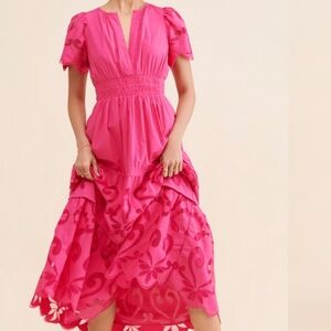 Anthropologie Vibrant Pink Maxi Dress